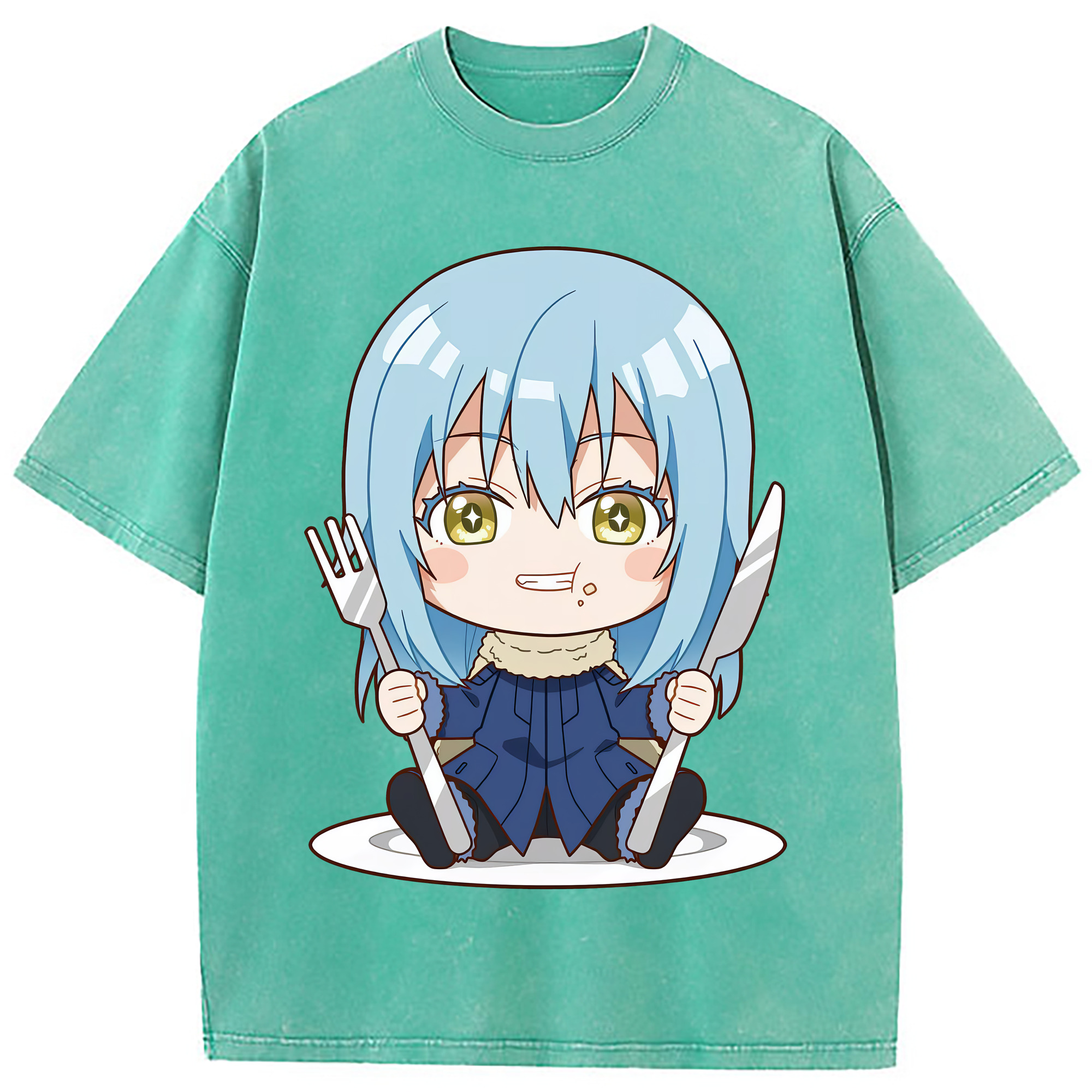 （画像用） 転スラ Regarding Reincarnated to Slime 綿100% ヴィンテージ風 半袖Tシャツ（フロントプリント）